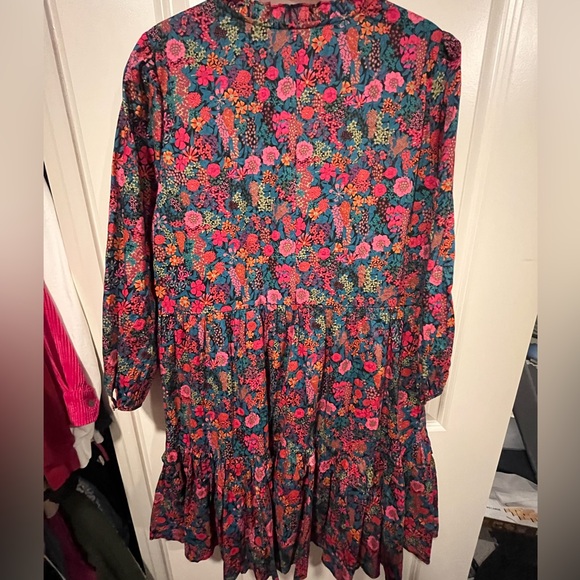 EUC J Crew Ruffle neck tiered popover dress in Liberty® Ciara print - Picture 2 of 4